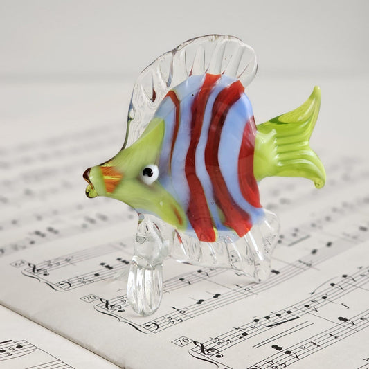Handmade Glass Fish Figurine - Colorful Tropical Fish Décor, Artisan Blown Glass Sculpture, Unique Gift for Fish Lovers